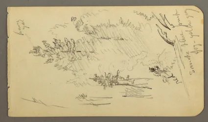 Tekening, Bomen in mist, mogelijk 1878