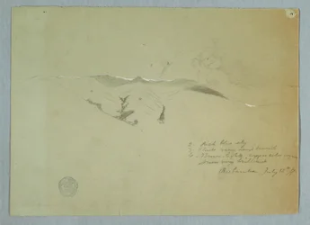 Tekening, valleien en besneeuwde bergkammen, Riobamba, Ecuador, 13 juli 1857