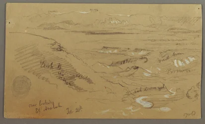 Tekening, Uitzicht over Wady el-Arabah, 20 februari, mogelijk 1868
