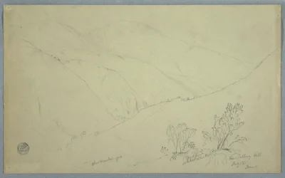 Tekening, uitzicht op Blue Mountain Peak, gezien vanaf Salloway Hill, Jamaica, juli 1865