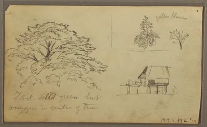 Tekening, Gezicht op Guayaquil, Ecuador, 23 mei 1857