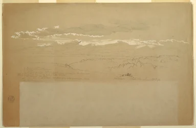 Tekening, Uitzicht op bergketen, Ecuador, 27 juni 1857