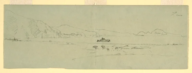 Tekening, Gezicht op het schiereiland van Sorrento of Capri, Italië vanuit het noordoosten, 1869