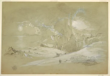 Tekening, Kruisvisioen, Landschap met een fenomeen, september 1868