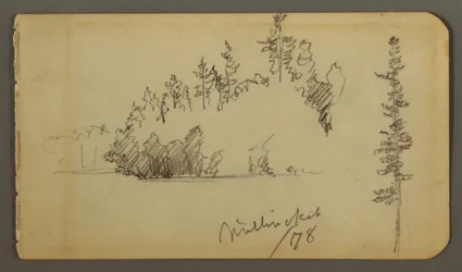 Tekening, Bosachtige oever, boomstudie, 1878