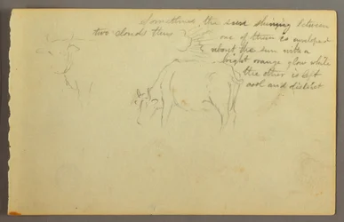 Tekening, stralen tussen wolken, stieren, mogelijk 1877