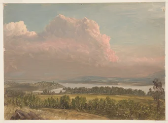 Hoge wolken boven de Hudson