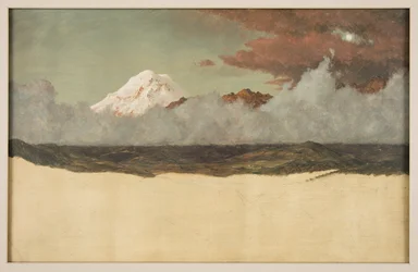 Mount Chimborazo door opkomende mist en wolken