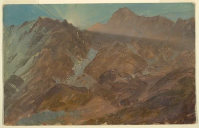 Pieken en gletsjer bij zonsopgang, Berner Alpen, Zwitserland