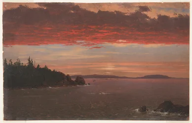 Schoodic Peninsula vanaf Mount Desert bij Zonsopgang