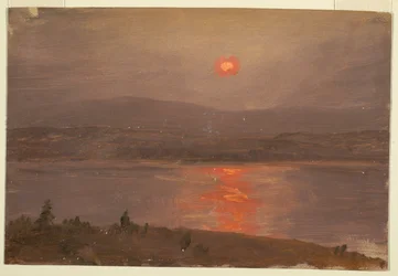 Uitzicht over de Hudson bij zonsondergang