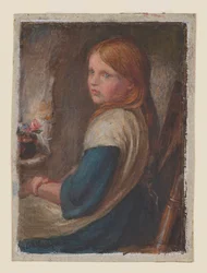 Studie van een Zittend Meisje, ca. 1870