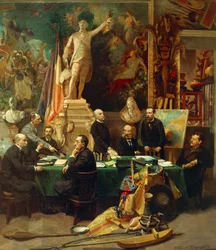 Jules Ferry ontvangt de afgevaardigden van de koloniën in november 1892, schilderij door Frederic Regamey (1849-1925). Frankrijk