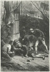 Dood van admiraal Lord Nelson bij de Slag om Trafalgar