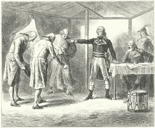 Napoleon ontslaat de Venetiaanse delegatie na de slachtingen van de Fransen in Venetië en Verona