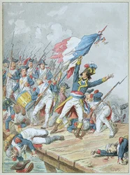Bonaparte steekt de brug van Arcole over in november 1796