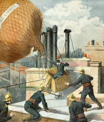 Brandweermannen redden een man in een ballon