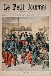 In de Kazerne, Voorbereiding voor Manoeuvres in de Sneeuw, illustratie uit Le Petit Journal, 17 maart 1895