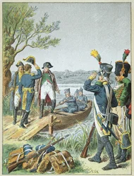 Napoleon Bonaparte en Massena op de Lobau na de Slag bij Essling, 22 mei