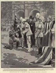 Presentatie van een kleur aan de Ceylon Mounted Infantry