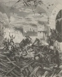 Het Winterpaleis na de explosie, avond van 17 februari 1880