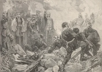 Het Winterpaleis na de explosie, avond van 17 februari 1880