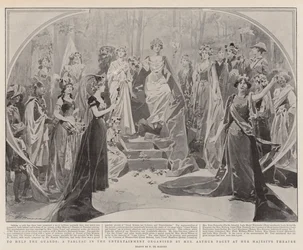 Om de Wachten te Helpen, een Tableau in het Entertainment georganiseerd door Mrs Arthur Paget in haar Majesteit