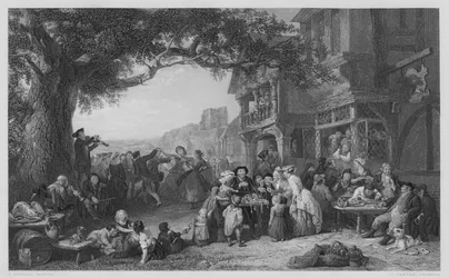 Het dorpsfeest, uit het schilderij in de Vernon Gallery (gravure)