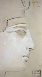 Studie van een reliëf van een profiel van Seti I in de tempel van Seti I, Abydos
