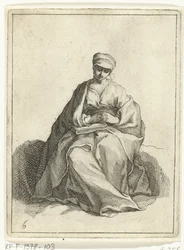 Zittende, biddende vrouw (15 kleine figuren)