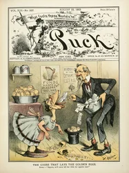 "De kip die de gouden eieren legt", Puck, voorpagina, 22 augustus