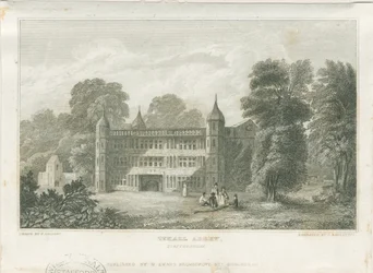 Tixall Hall - Poortgebouw: gravure, ca. 1830