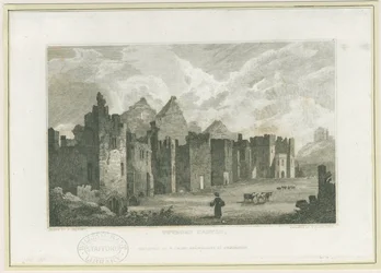 Tutbury Kasteel - Kasteelhof (gravure)