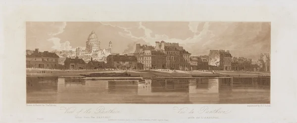 Uitzichten van het Pantheon, genomen vanuit de Arseal 1803; Plaat 12 uit Uitzichten in Parijs, het Emanuel Volume tracing van de plaat 1981.25.2621