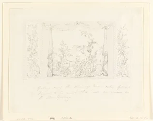 Tekening, The Royal Pavilion, Brighton, Blauwe (Zuid) Tekenkamer, Voorgestelde wanddecoratie, ca. 1820