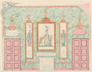 Tekening, Muurgevel, waarschijnlijk voor de Banketzaal, Royal Pavilion, Brighton, 1815-22