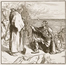 Egfrid smeekt St. Cuthbert, illustratie uit 