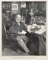 Koning Edward VII voert de zaken van de natie