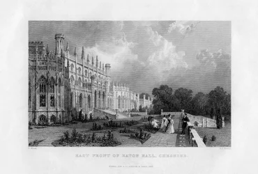 Oostelijke voorkant van Eaton Hall, Cheshire, 1845