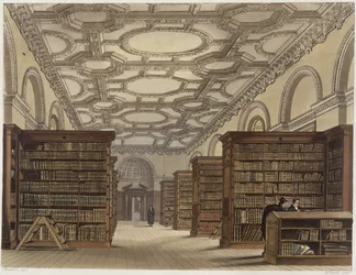 Interieur van de openbare bibliotheek, Cambridge, uit 