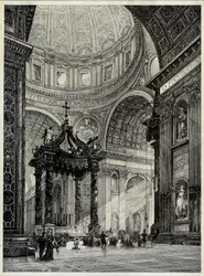 Sint-Pietersbasiliek, Rome, Italië, Interieurzicht, 1878