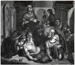 De begrafenis van Harold in Waltham Abbey, 1847