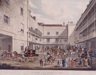 Royal Mail Koetsen bij Lad Lane, Londen, 1831