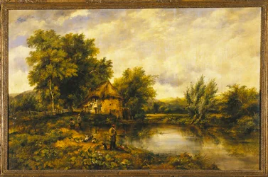 Een Rivierlandschap met een Visser bij een Molen