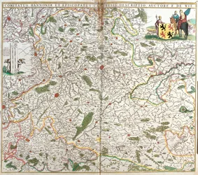 Kaart van het Graafschap Henegouwen (België) en het Bisdom Kamerijk (Frankrijk)
