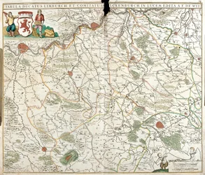 Kaart van het Hertogdom Limburg (België) (ets)