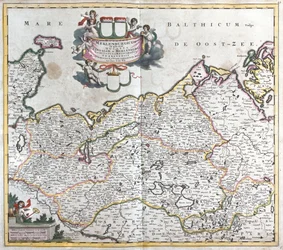 Kaart van het Hertogdom Mecklenburg Schwerin (Duitsland)