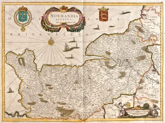 Kaart van het hertogdom Normandië (Frankrijk)