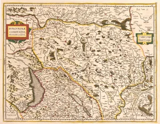 Kaart van de Franche Comté (Frankrijk)