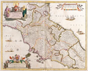 Kaart van de Staten van de Kerk in Toscane (Italië)